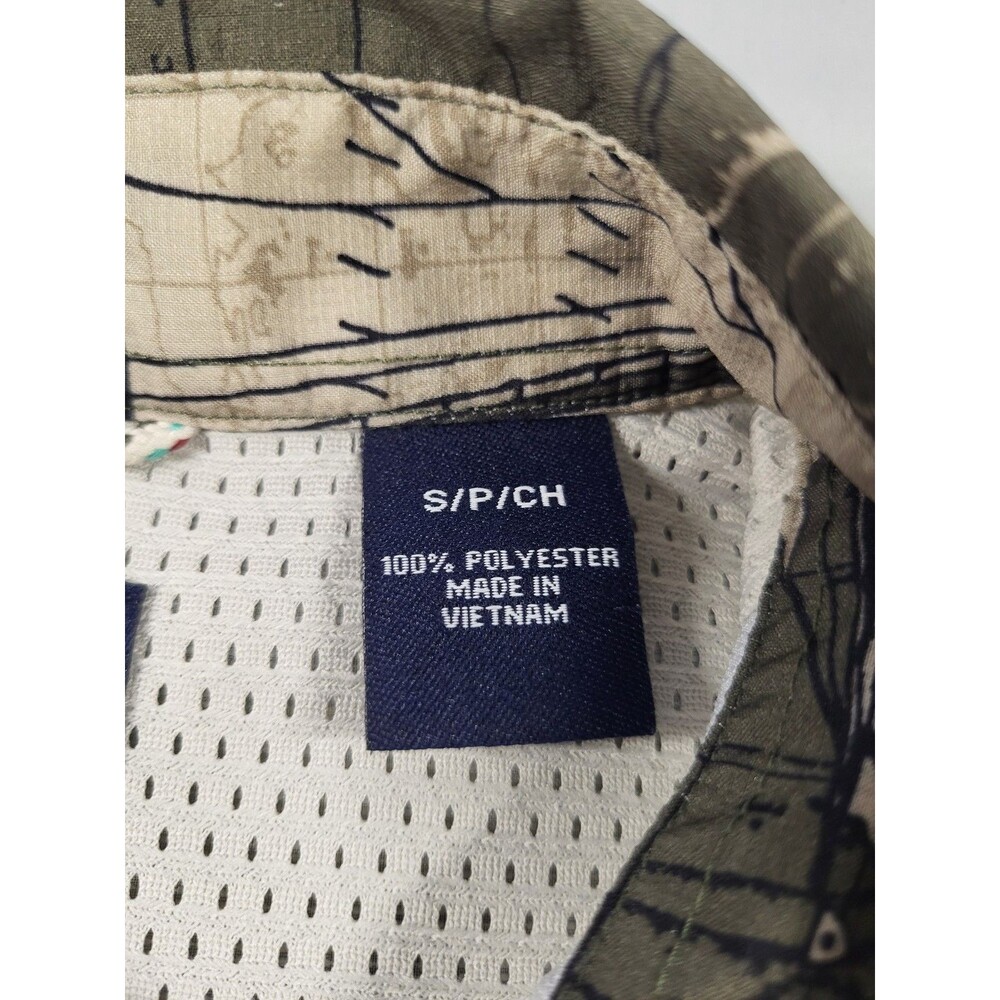 Chaps Men’s Vented Fishing Shirt - Nautical Sailboat & Old World Map Print Sz S - Picture 4 of 8
